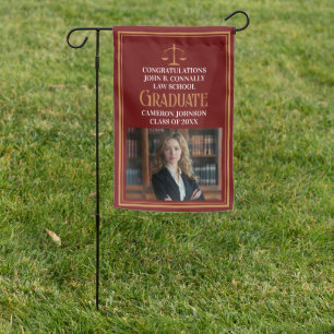 Maroon Gold Law School Photo Graduation Party Garden Flag