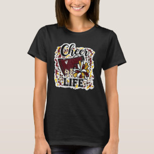 Maroon Gold Leopard Tie Dye Cheer Life Cheerleadin T-Shirt
