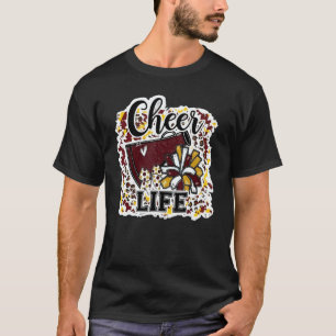 Maroon Gold Leopard Tie Dye Cheer Life Cheerleadin T-Shirt