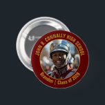 Maroon Gold Marching Band Photo High School Button<br><div class="desc">This cool customized high school marching band photo features your team and player name on a maroon brag button with gold script. Personalize with your student's photograph and class year as a proud parent. A mom and dad can wear these buttons to competition and games.</div>