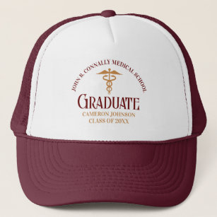 Maroon Gold Medical School Graduate Customizable Trucker Hat