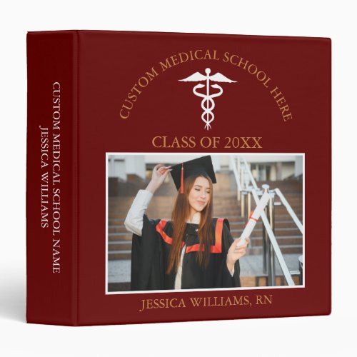 Maroon Gold Medical School Graduate Photo Album 3 Ring Binder