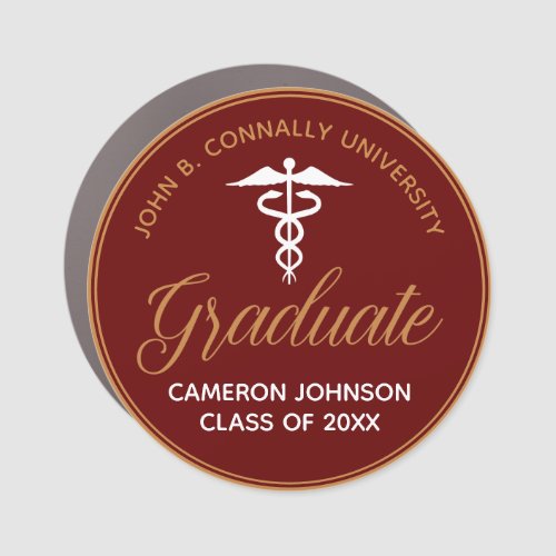 Maroon Gold Medical School Graduation Car Magnet