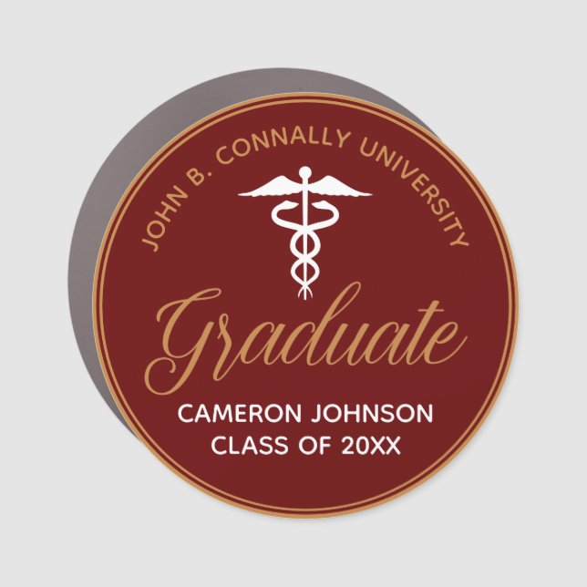 Maroon Gold Medical School Graduation Car Magnet (Front)