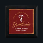 Maroon Gold Medical School Graduation Gift Box<br><div class="desc">This chic custom maroon and gold custom medical school graduation gift box features classy white typography under a medical caduceus and your college name for the class of 2024. Customize with your graduating year under the elegant calligraphy for a great personalized university graduate keepsake present.</div>