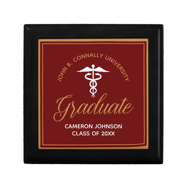 Maroon Gold Medical School Graduation Gift Box (Front)