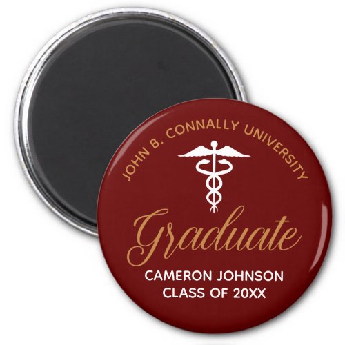 Maroon Gold Medical School Graduation Keepsake Magnet