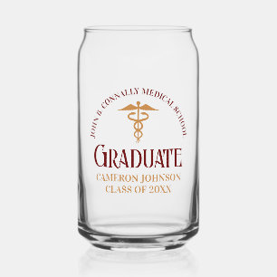 Maroon Gold Medical School Graduation Party Can Glass
