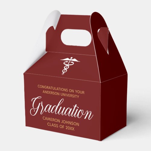 Maroon Gold Medical School Graduation Party Favor Boxes