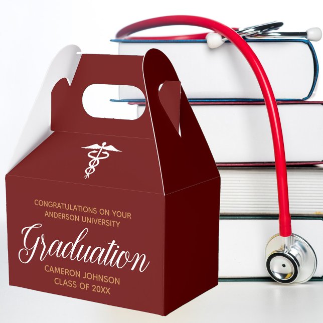 Maroon Gold Medical School Graduation Party Favor Boxes (Creator Uploaded)