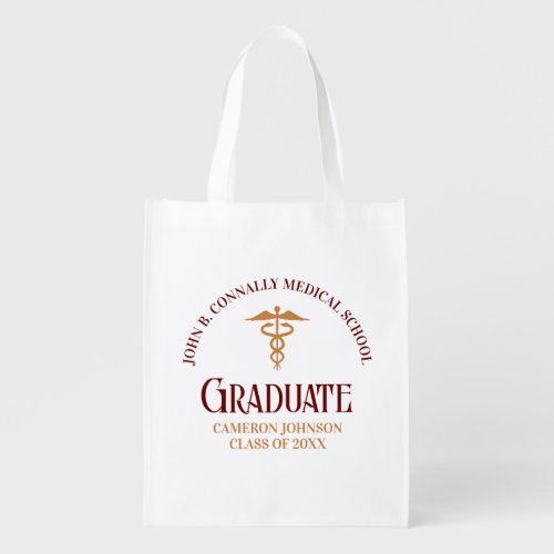 Maroon Gold Medical School Graduation Party Grocery Bag