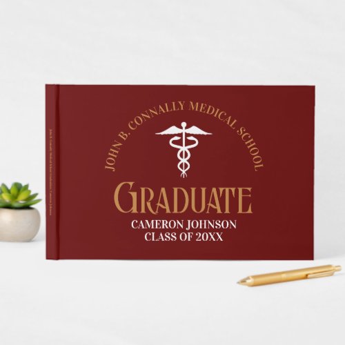 Maroon Gold Medical School Graduation Party Guest Book