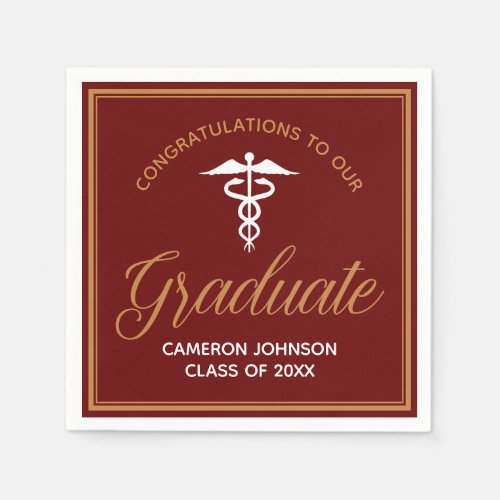 Maroon Gold Medical School Graduation Party Napkins
