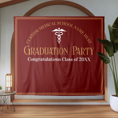 Maroon Gold Medical School Graduation Photo Booth Tapestry