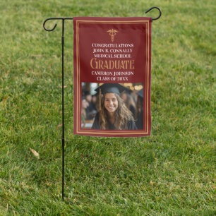 Maroon Gold Medical School Graduation Photo Garden Flag