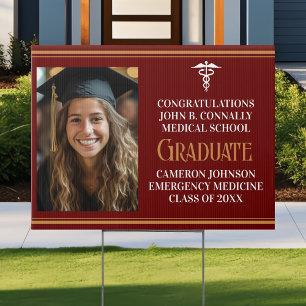 Maroon Gold Medical School Graduation Photo Yard Sign