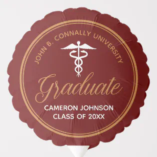 Maroon Gold Medical School Photo Graduation Party Balloon