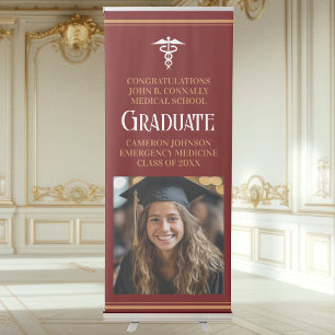 Maroon Gold Medical School Photo Graduation Party Retractable Banner