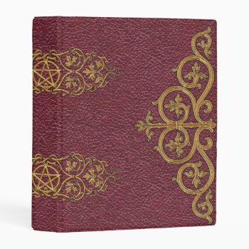Maroon Gold Pentacle Pagan Wiccan Mini Binder by Cosmic_Crow_Designs at Zazzle