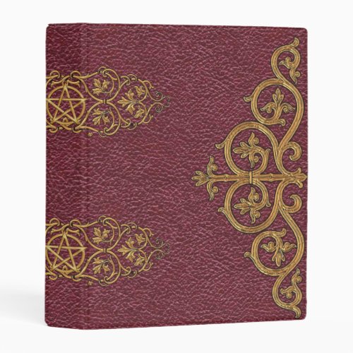 Maroon Gold Pentacle Pagan Wiccan Mini Binder