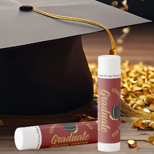 Maroon Gold Personalized Graduation Party Lip Balm
