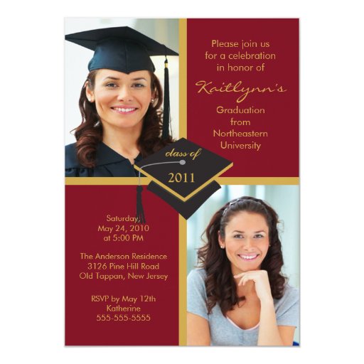 Maroon & Gold Photo Graduation Invitation | Zazzle