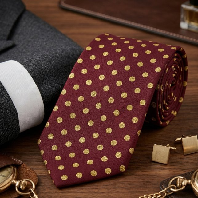 Maroon & Gold Polka Micro Dot Neck Tie (Creator Uploaded)