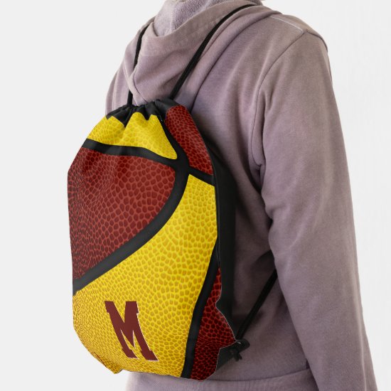maroon gold school club team colors basketball drawstring bag