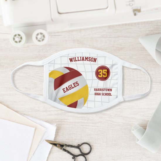 maroon gold school club team colors volleyball face mask