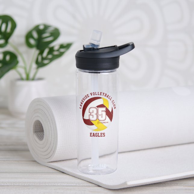 maroon gold school club team colors volleyball water bottle (Yoga)