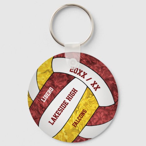 maroon gold school spirit girly volleyball keychain