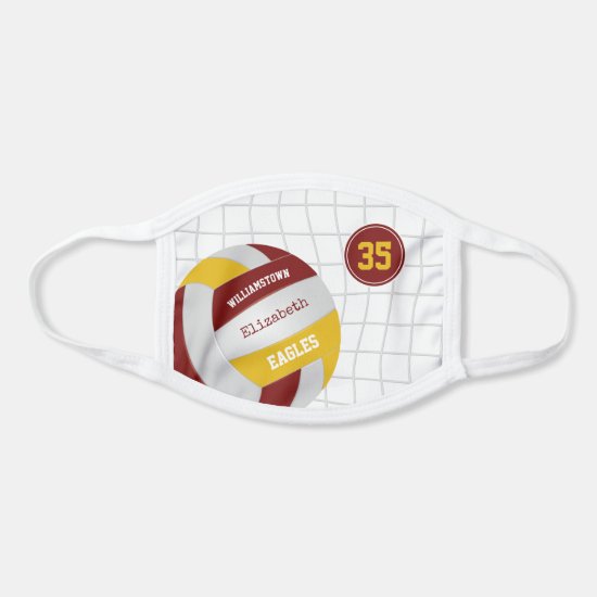 maroon gold school team colors girls volleyball face mask