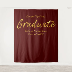 Maroon Gold Script Congratulations Graduate Tapestry