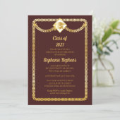 Maroon | Gold Serpentine Graduation Party Invitation (Standing Front)