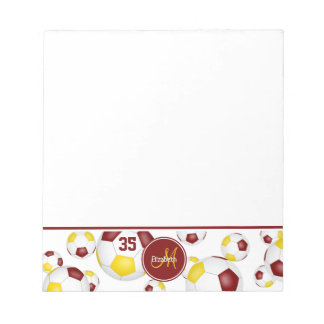 maroon gold soccer balls accent  notepad