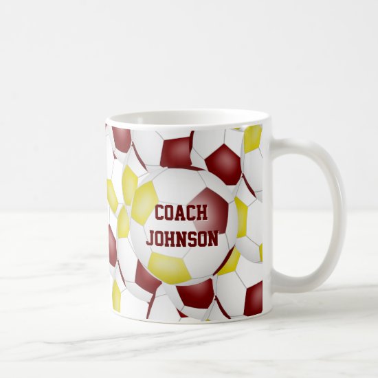maroon gold soccer school team colors coach gift coffee mug