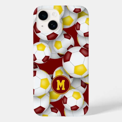 Maroon gold soccer team colors sports pattern Case_Mate iPhone 14 case