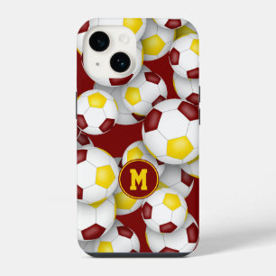 Maroon gold soccer team colors sports pattern iPhone 14 case