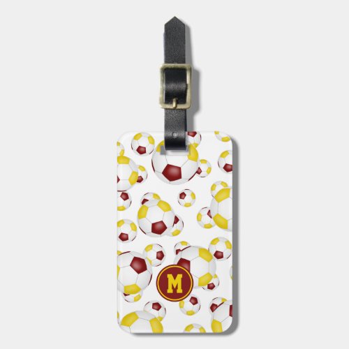 maroon gold soccer team colors sports pattern luggage tag