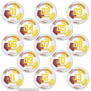 Maroon gold soccer team gift ideas set of 13 sticker