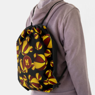 maroon gold sports team colors boy girl basketball drawstring bag