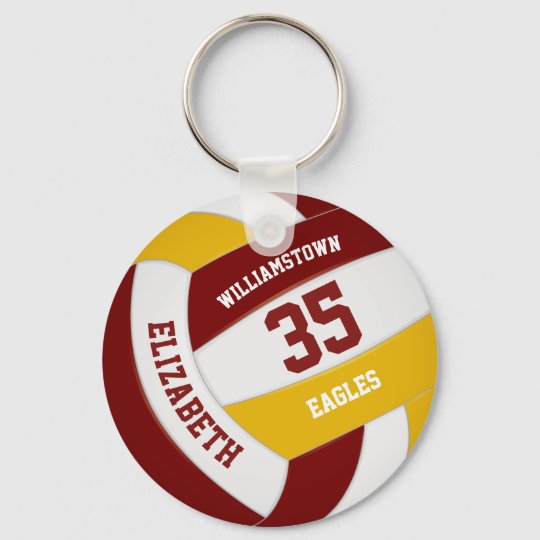 maroon gold sports team colors volleyball keychain