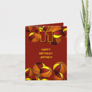 maroon gold team colors basketballs kids birthday card
