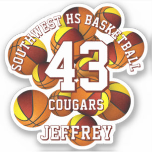 maroon gold team colors basketballs team name sticker