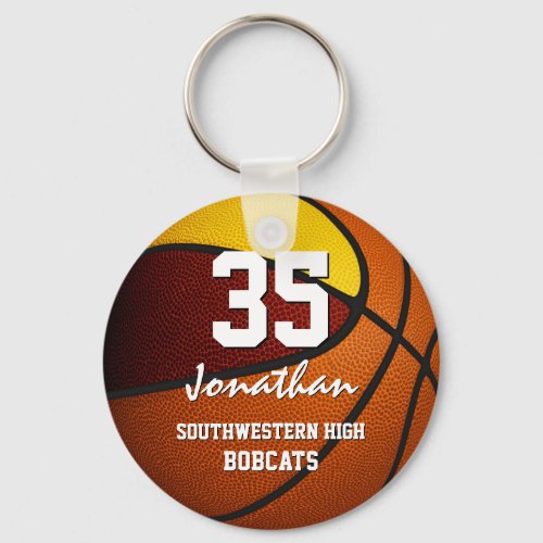 Maroon gold team colors boys girls basketball keychain