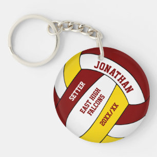 maroon gold team colors custom boys volleyball keychain