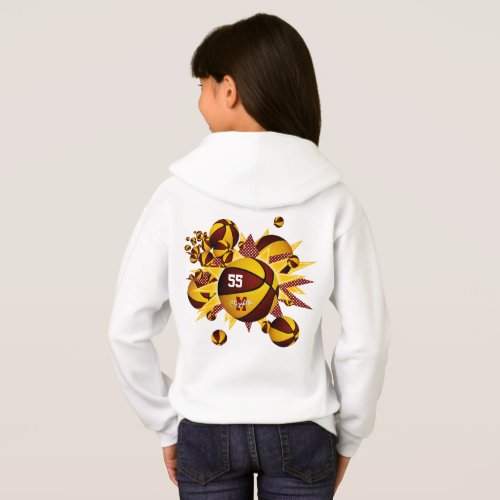 maroon gold team colors girls basketballs stars hoodie