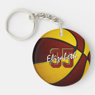 maroon gold team colors girls boys basketball keychain