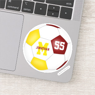 Maroon gold team colors girls boys soccer sticker