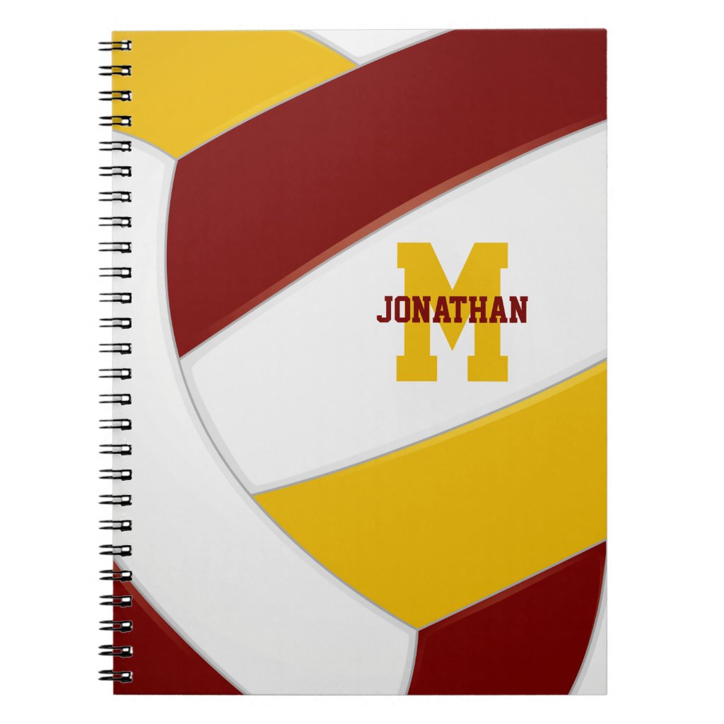 maroon gold team colors girls boys volleyball notebook